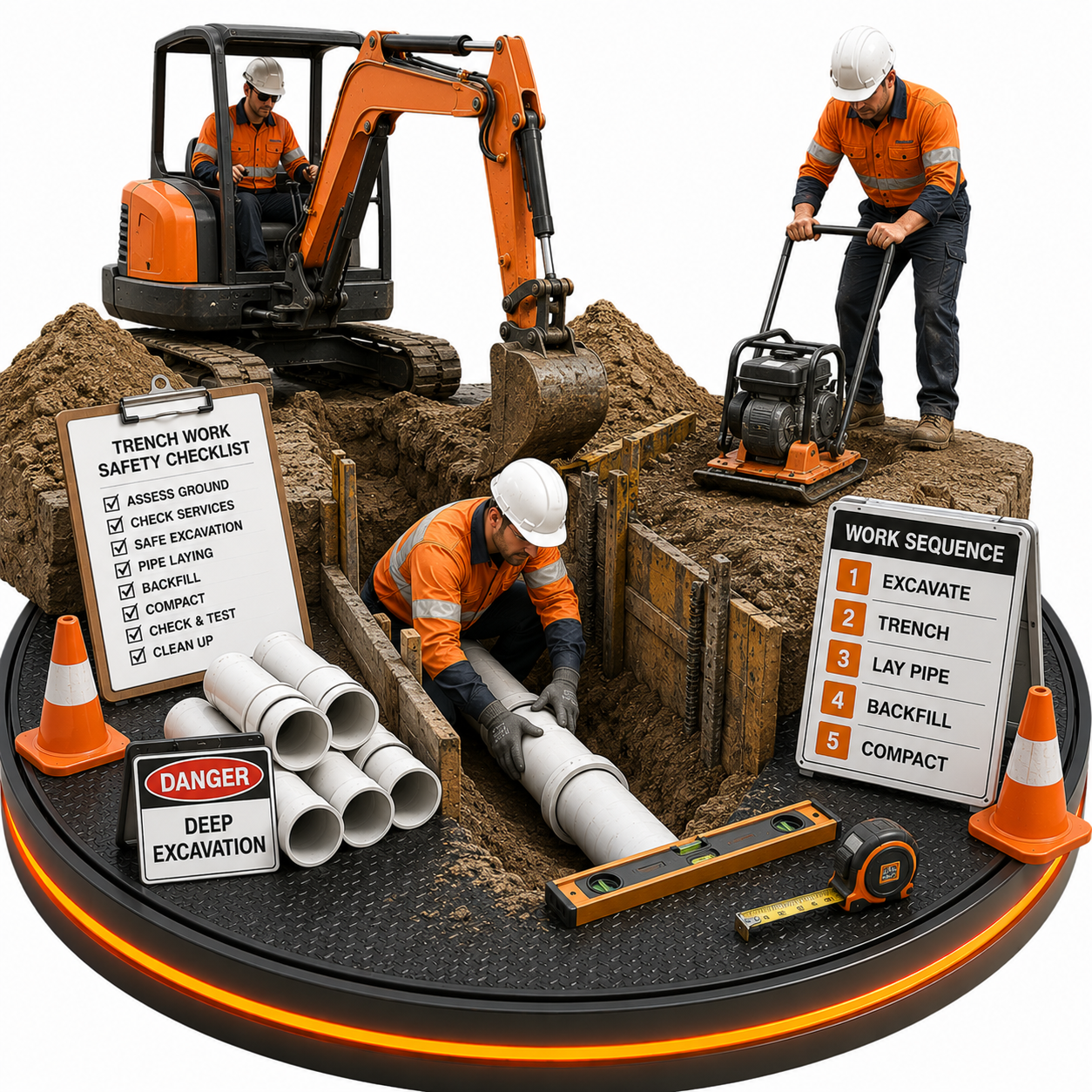 Excavation, Trenching, Pipe Laying, Backfilling & Compaction SWMS