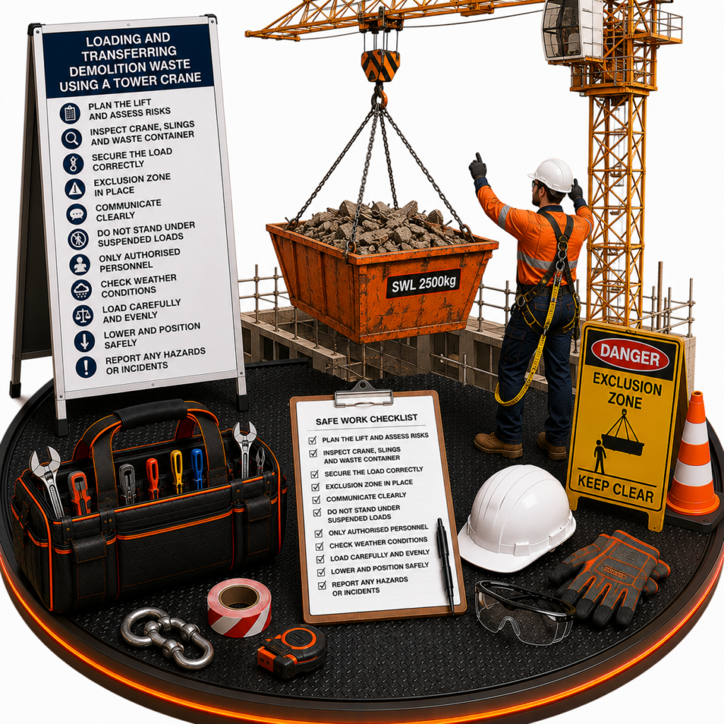 Loading & Transferring Demolition Waste Using a Tower Crane SWMS