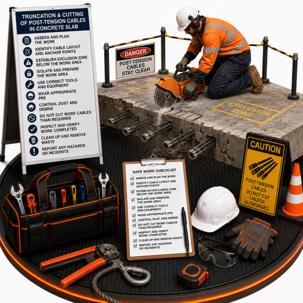 Post-Tension Cable Truncation & Cutting in Concrete Slabs SWMS